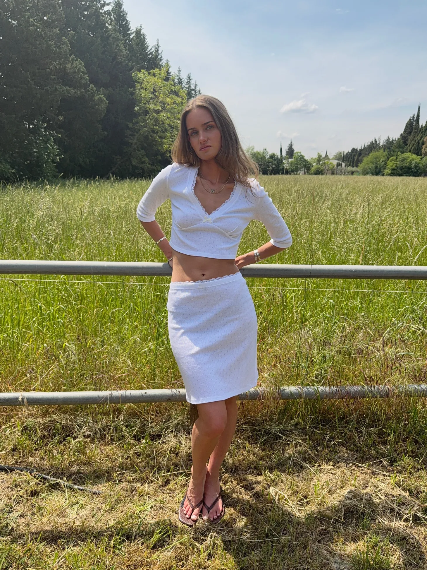 Shay pointelle nederdel - Hvid