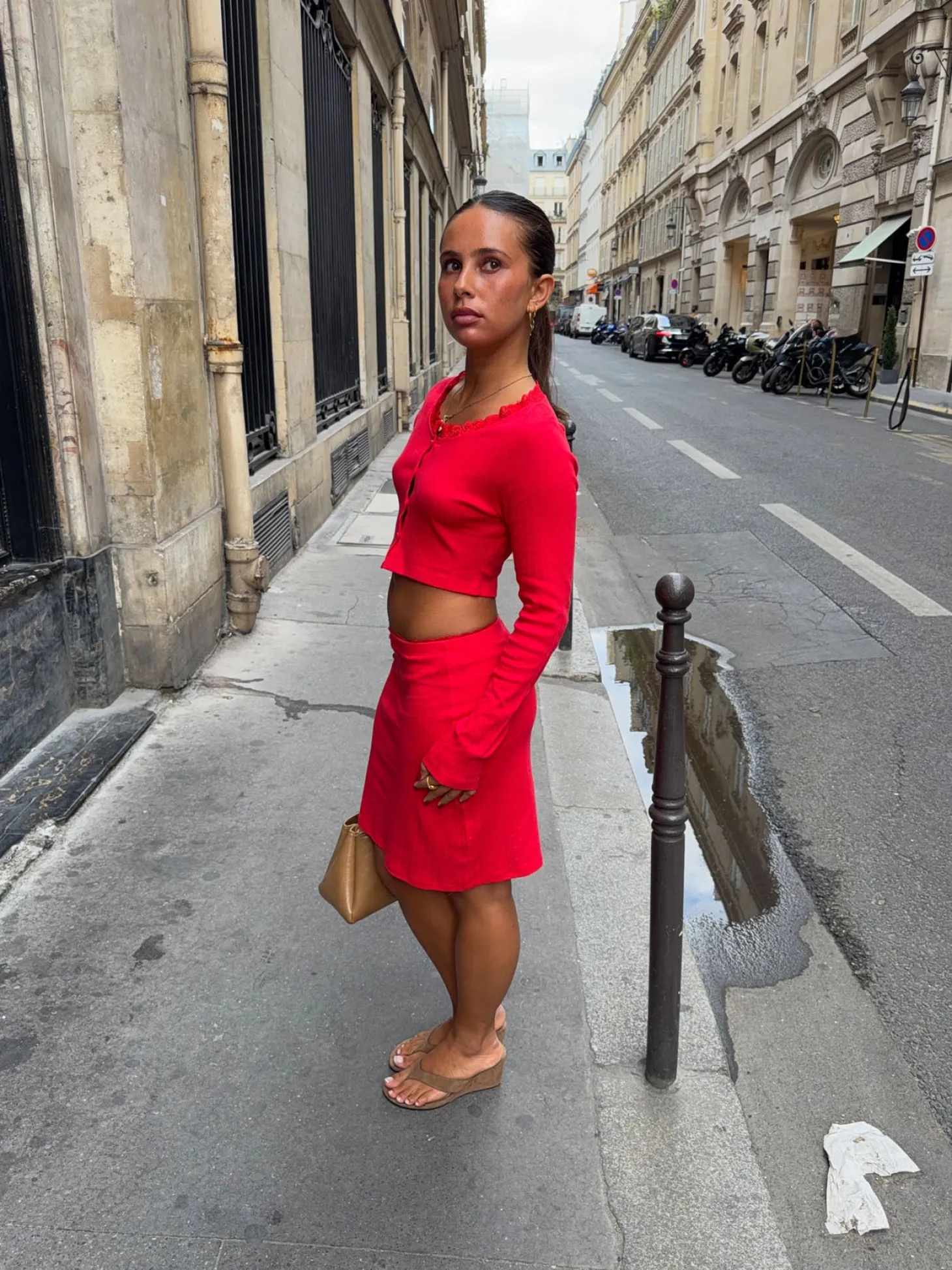 Shay pointelle nederdel - Rød