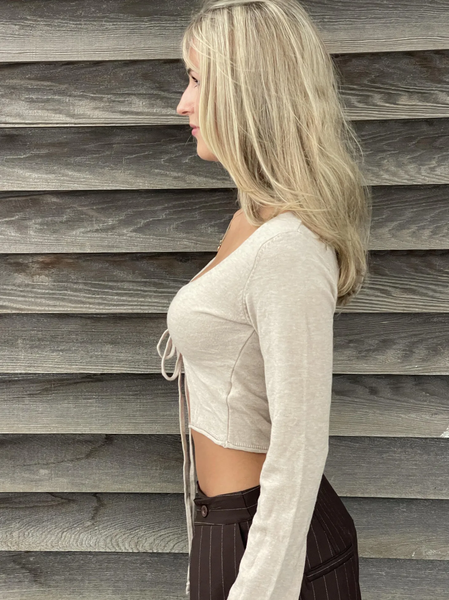 Simona 2 ways bindebluse - Beige