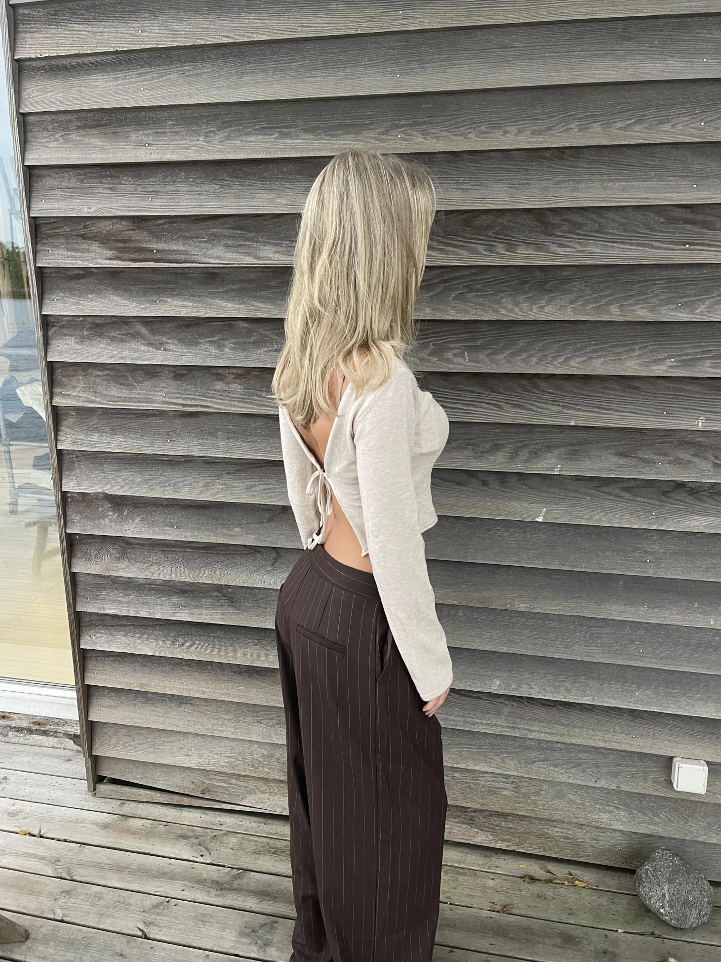 Simona 2 ways bindebluse - Beige