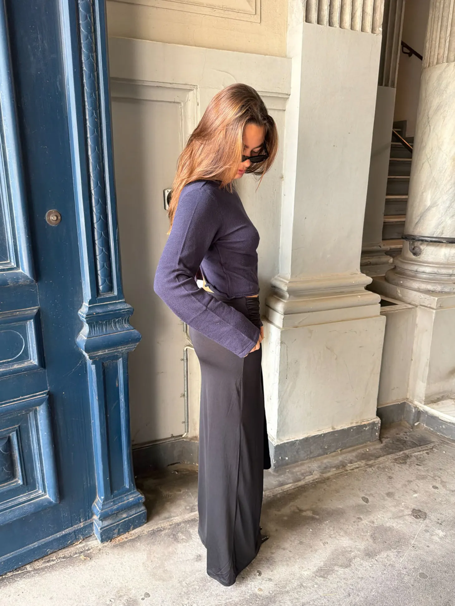 Simona 2 ways bindebluse - Navy