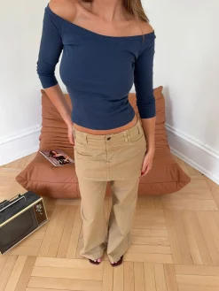 Sisivilia bluse med trekvartærmer - Navy