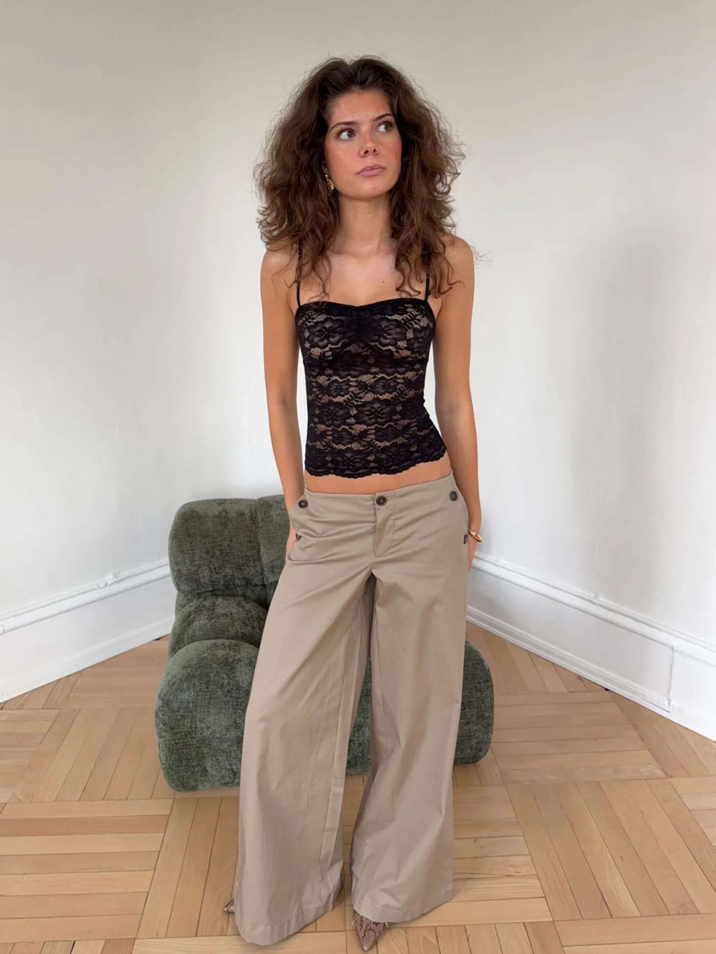 Solveig top i blonder - Sort