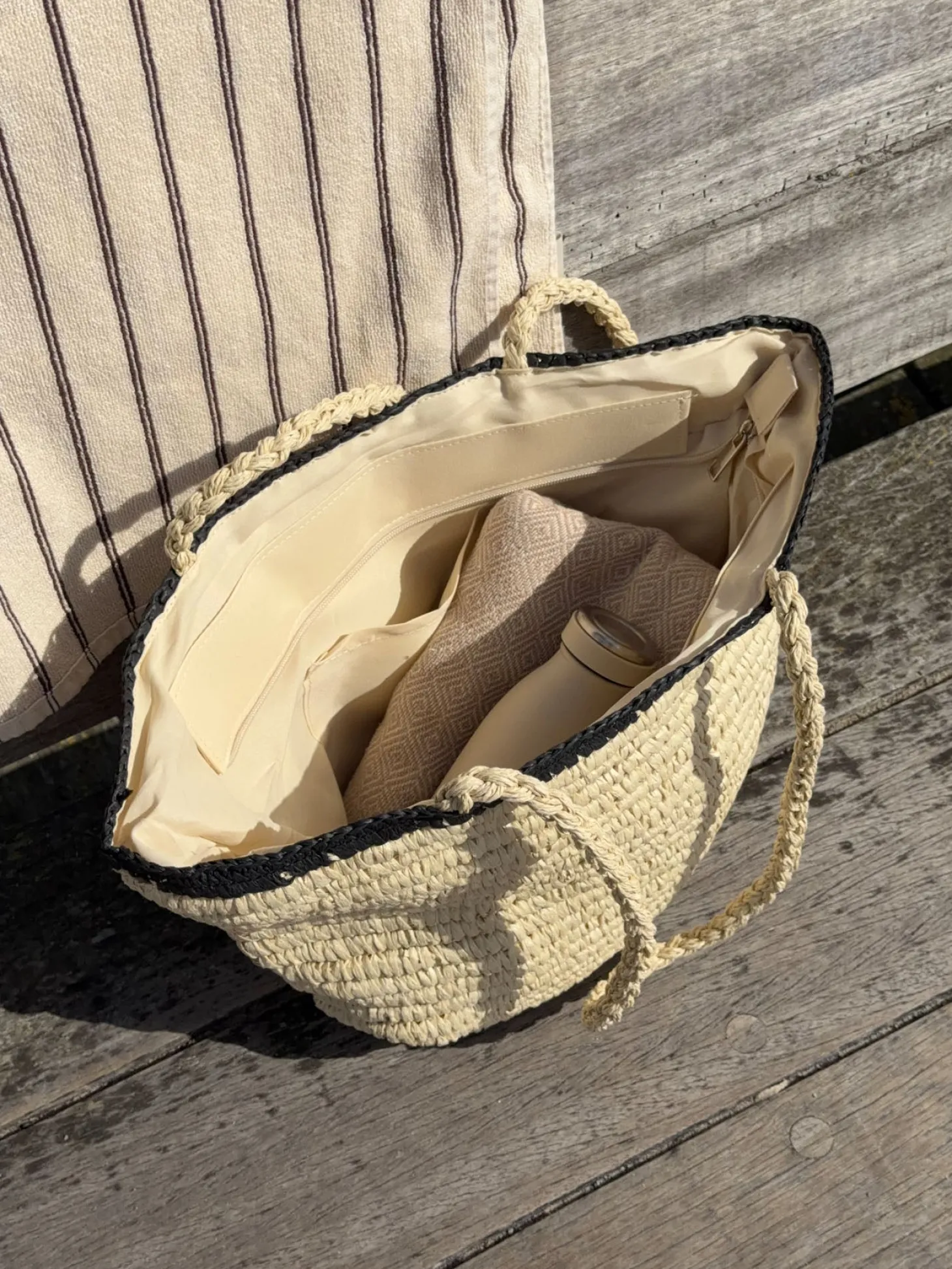 Spencer flet taske - Beige/sort