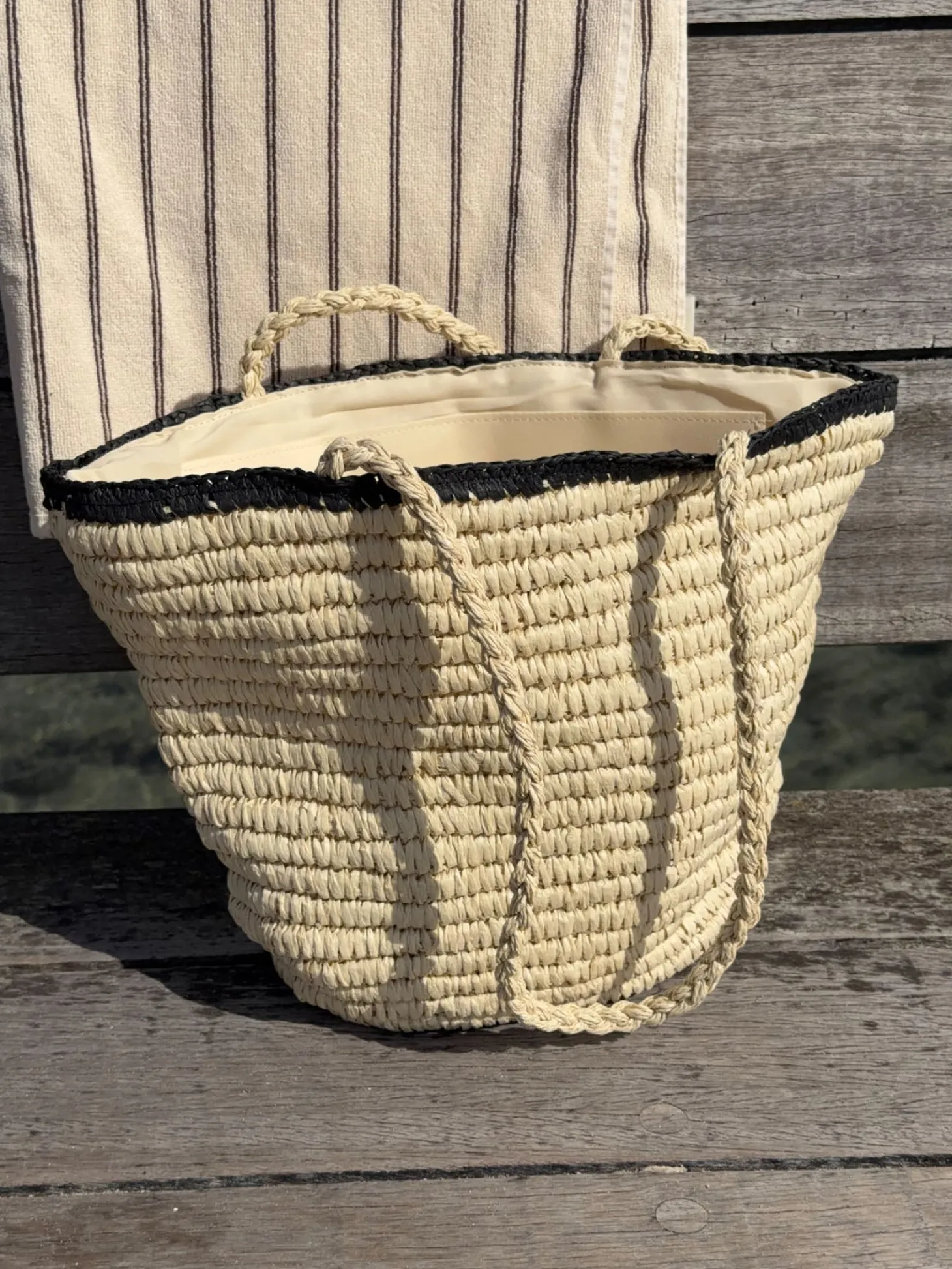 Spencer flet taske - Beige/sort