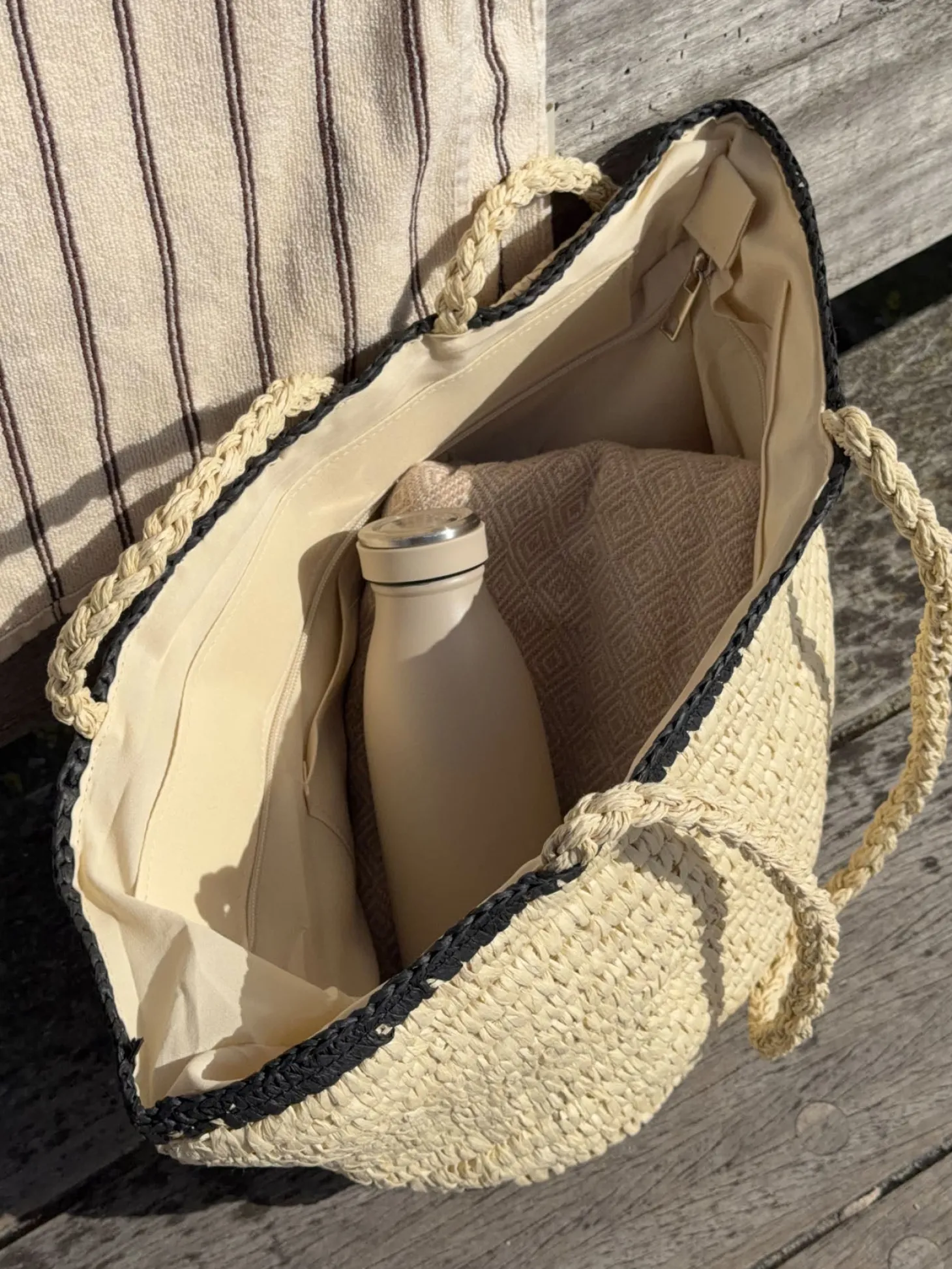 Spencer flet taske - Beige/sort