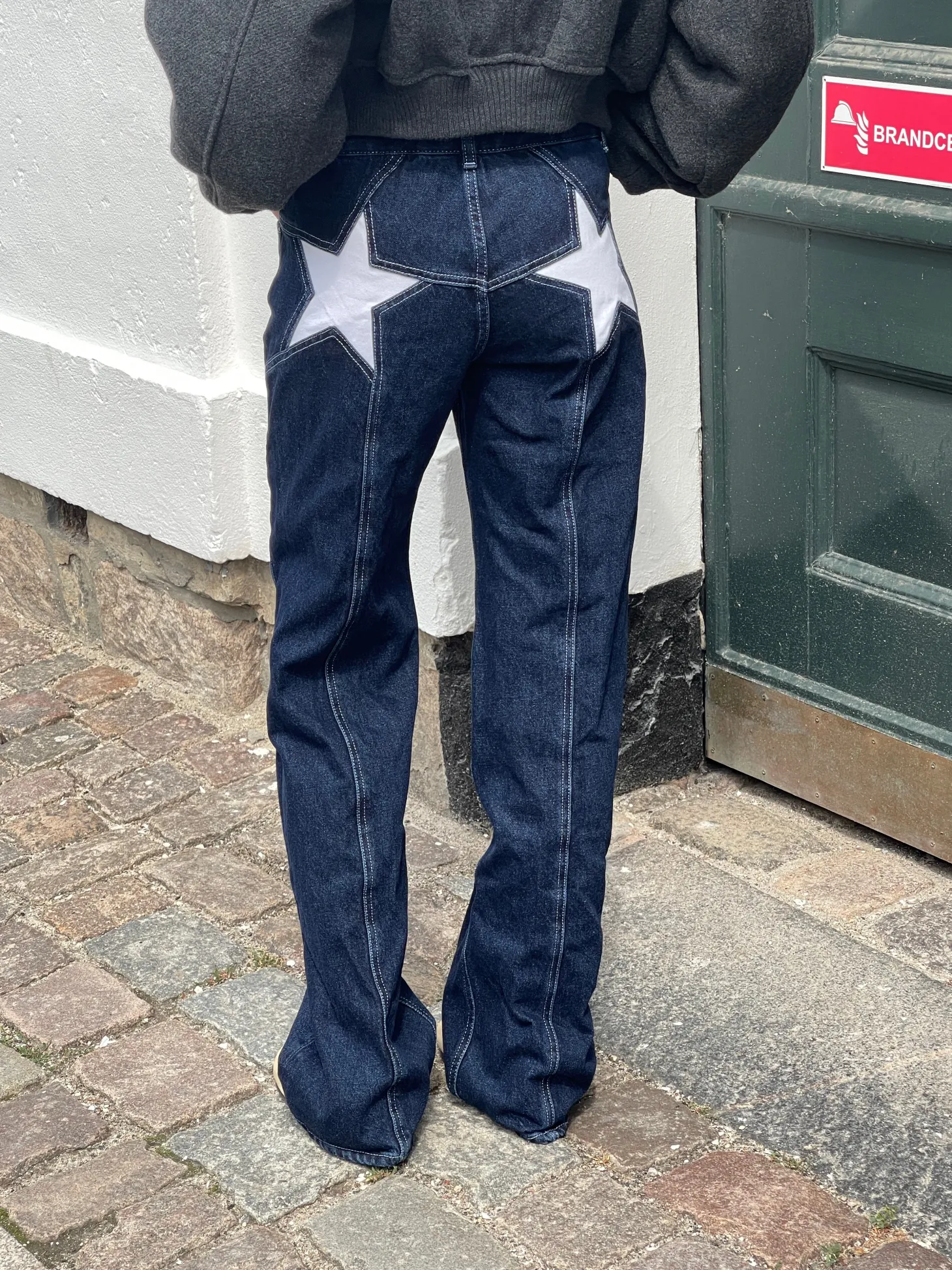 Star jeans med hvide stjerner - Mørk denim