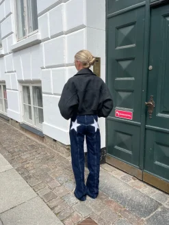 Star jeans med hvide stjerner - Mørk denim