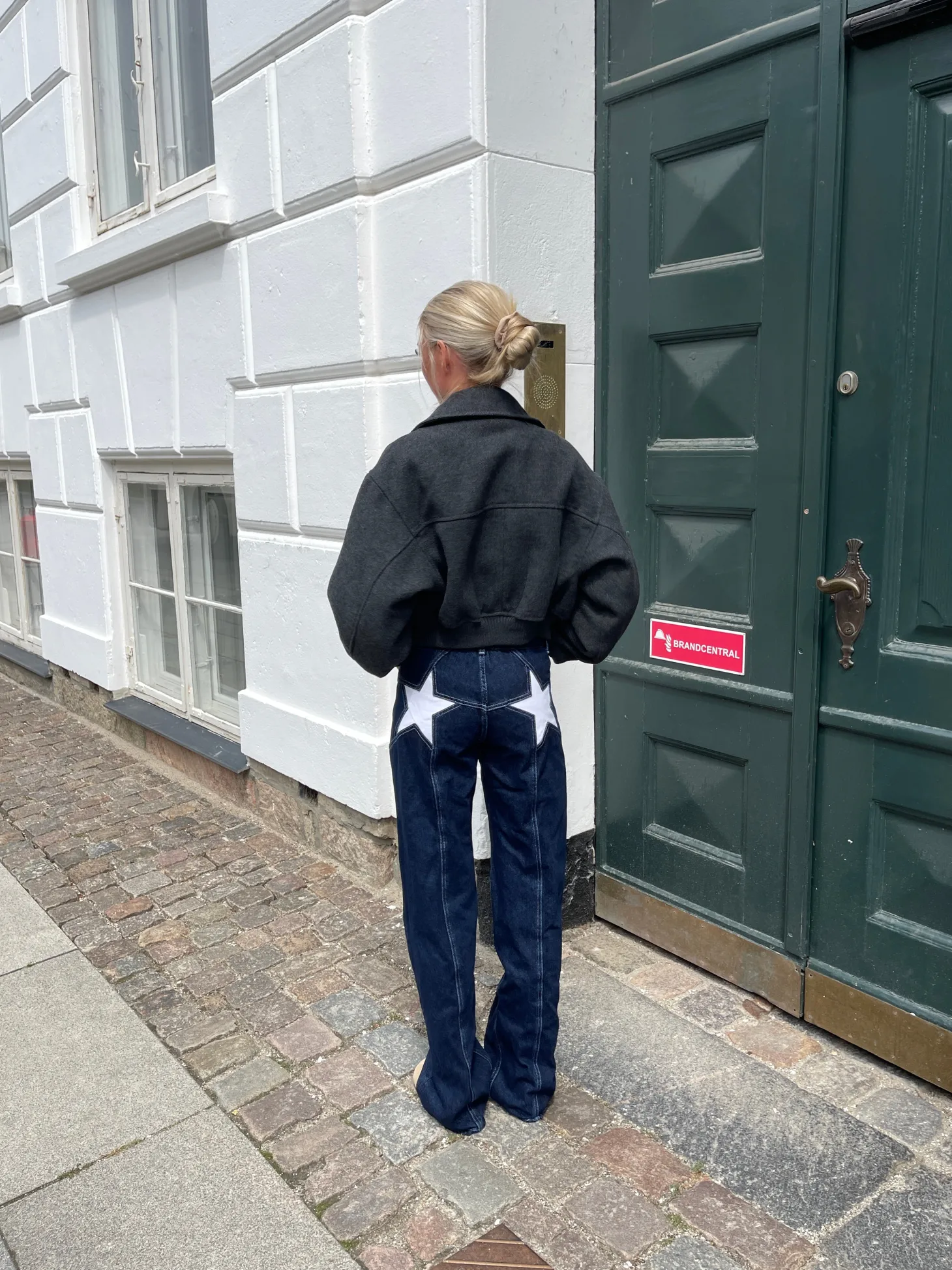 Star jeans med hvide stjerner - Mørk denim