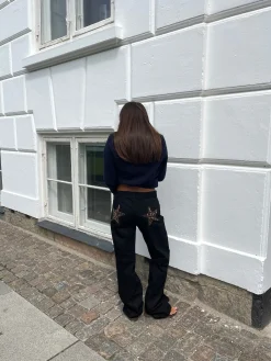 Star jeans med leopard stjerner - Sort