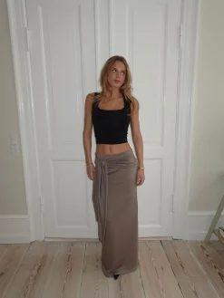 Stella maxinederdel med bindebånd - Taupe