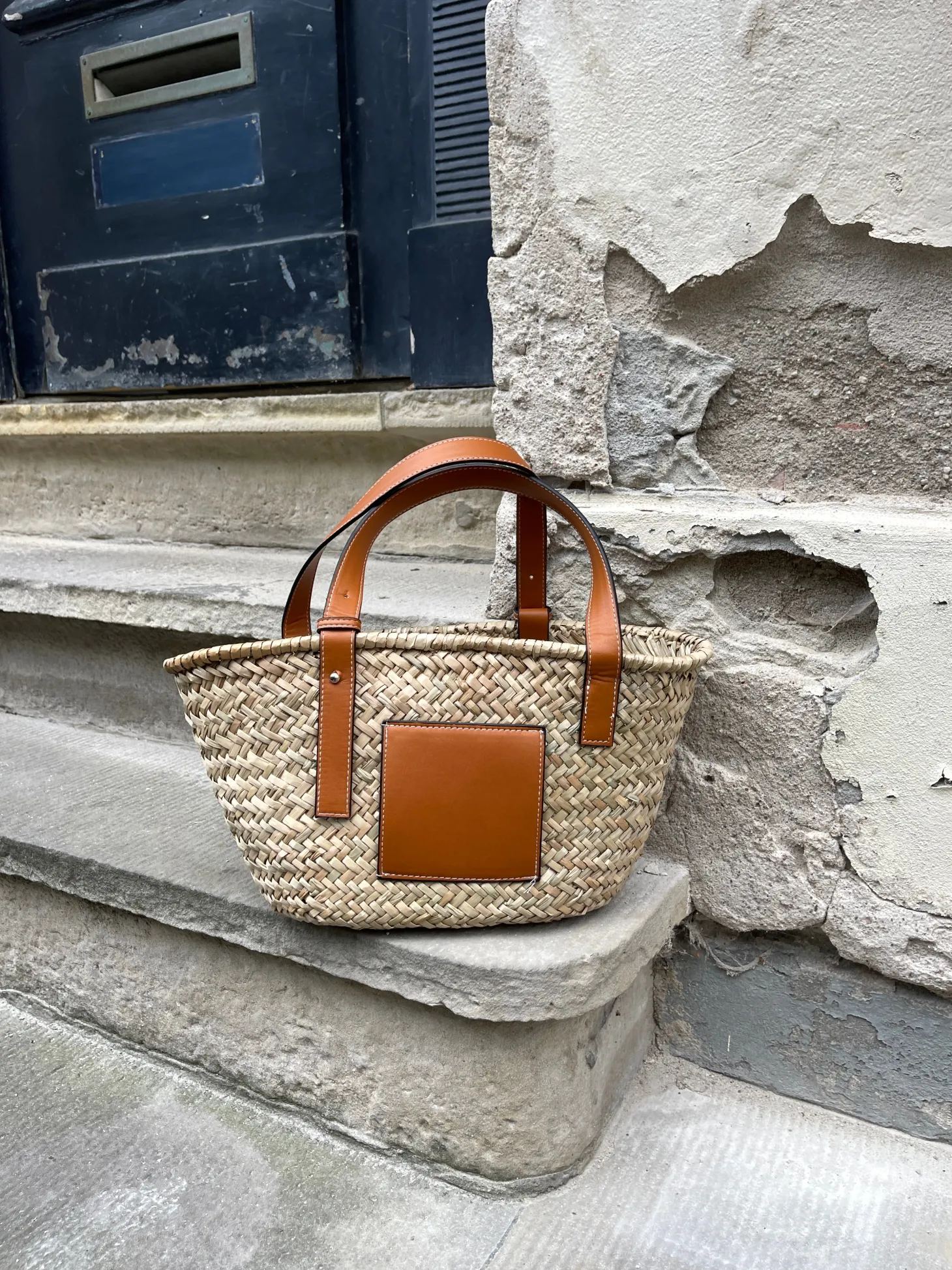 Strandtaske i flet - Beige