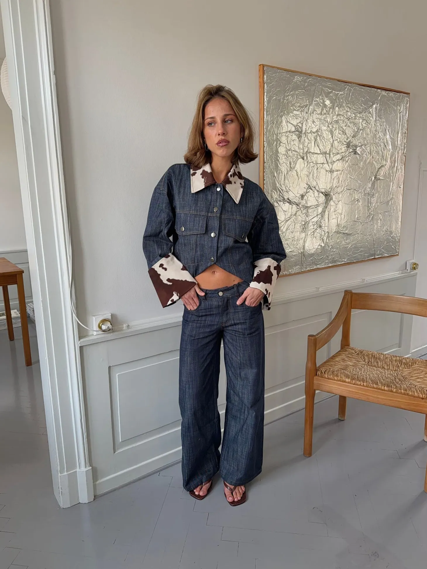Suivinia jeans med koprint - Blå