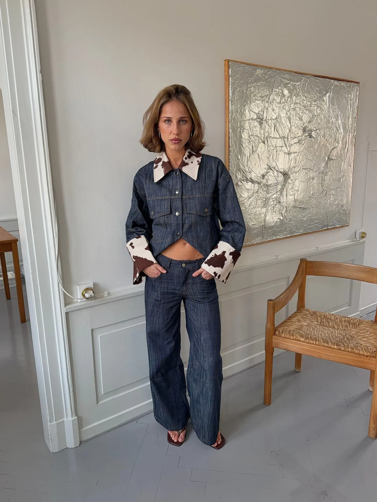 Suivinia jeans med koprint - Blå