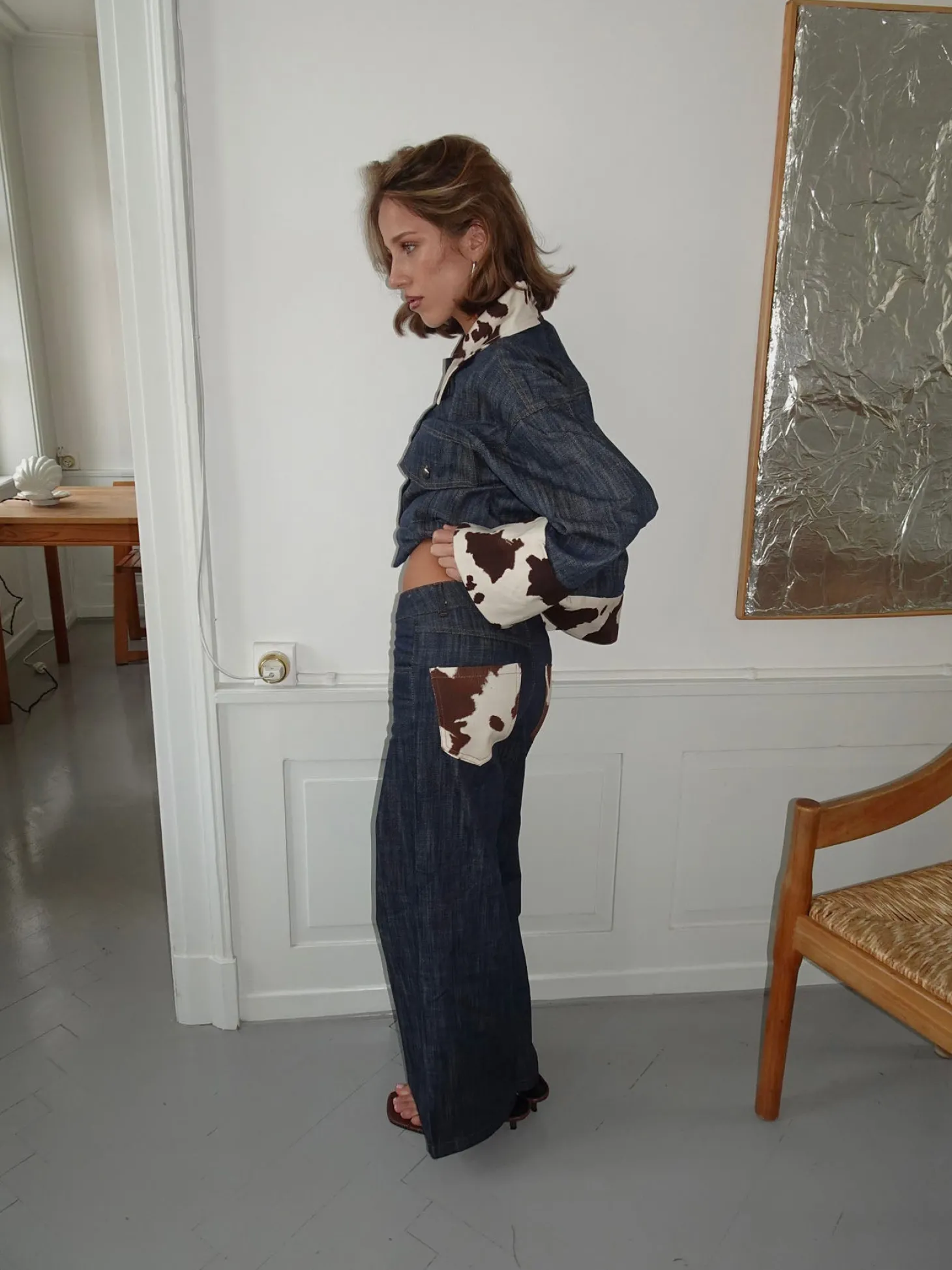 Suivinia jeans med koprint - Blå