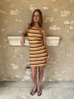 Sumaria kjole - Gul/orange/brun