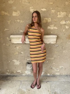 Sumaria kjole - Gul/orange/brun