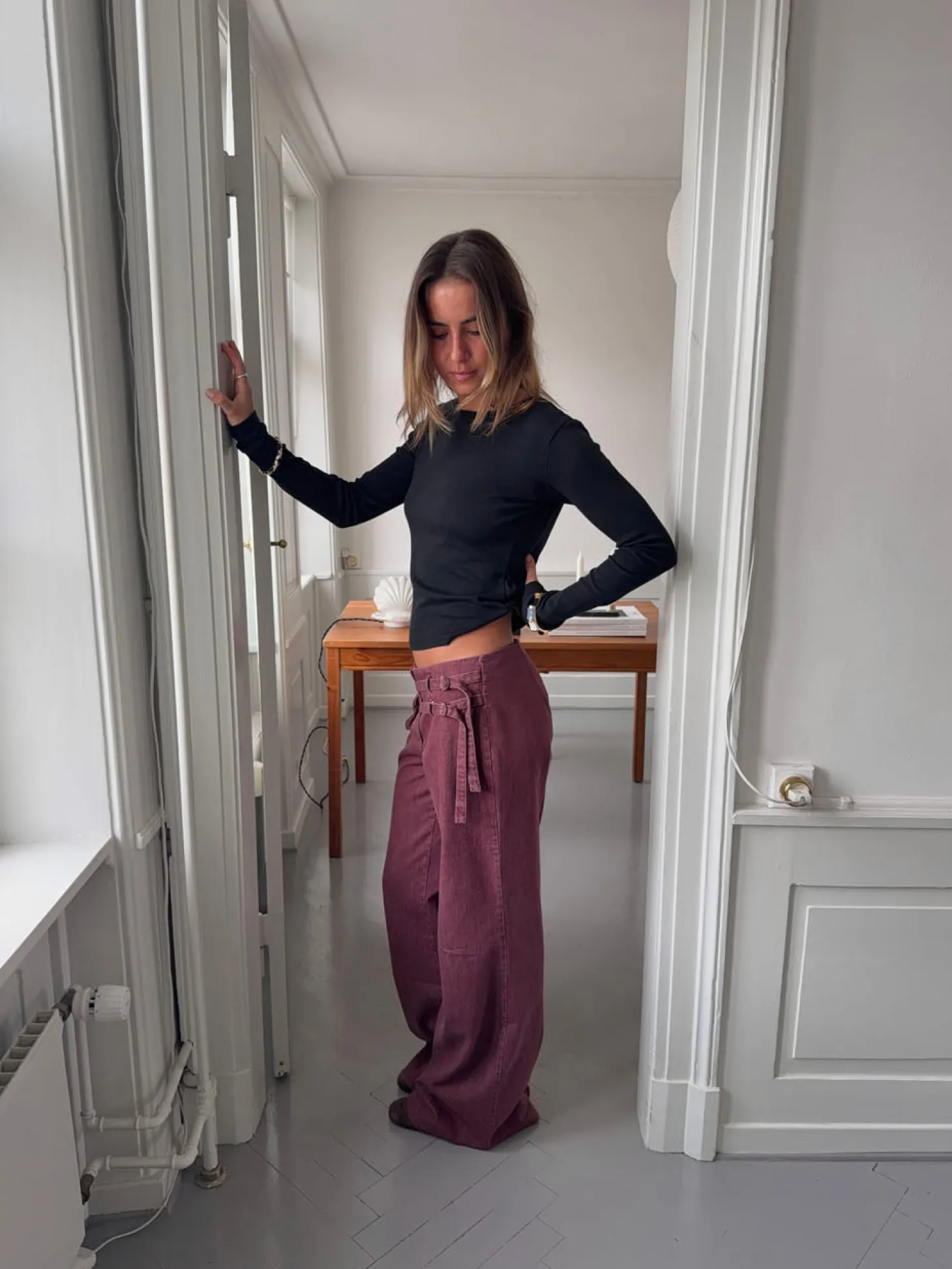 Sussa bukser med detaljer - Bordeaux