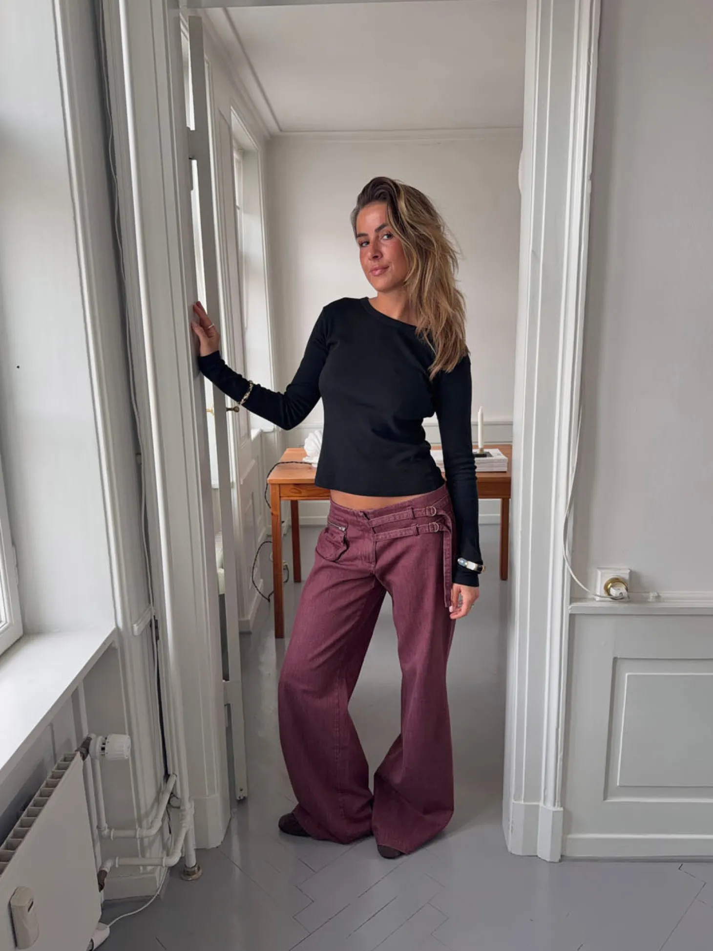 Sussa bukser med detaljer - Bordeaux