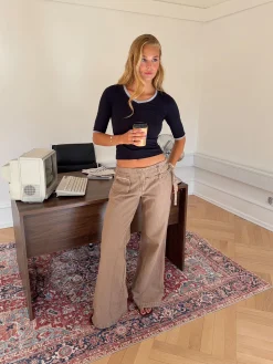 Sussa bukser med detaljer - Lysebrun