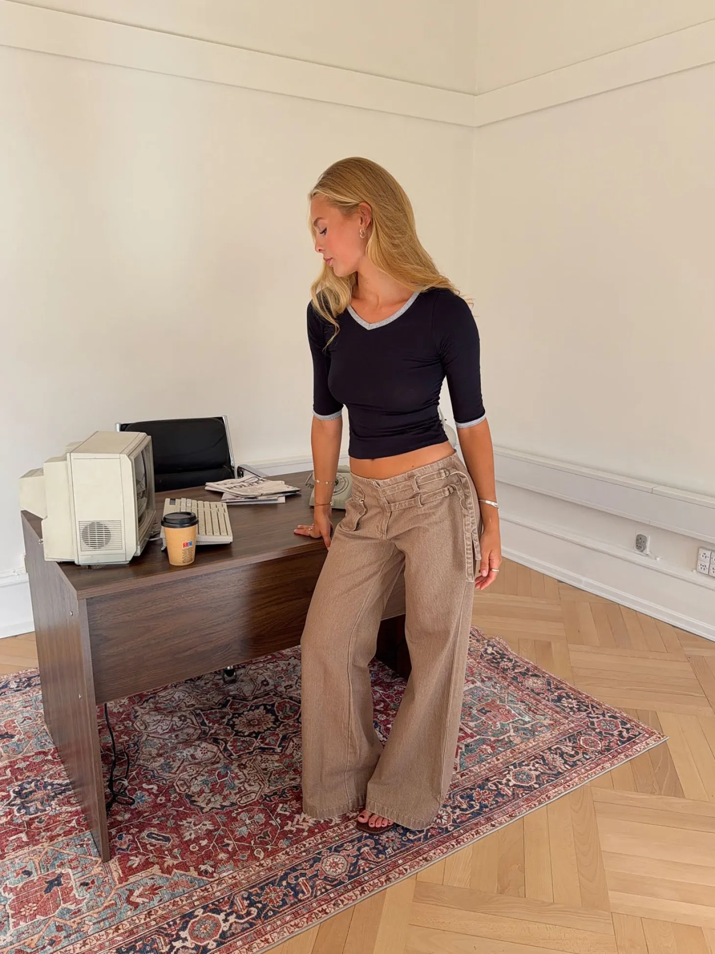 Sussa bukser med detaljer - Lysebrun
