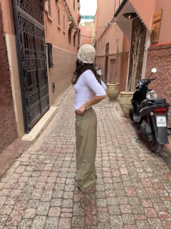 Suza bukser med ribbet talje - Kaki