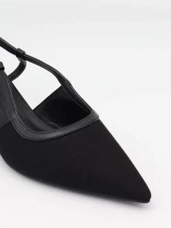 Suzanne slingback hæle med detaljer - Sort