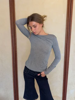 Suzy bluse med striber - Grå