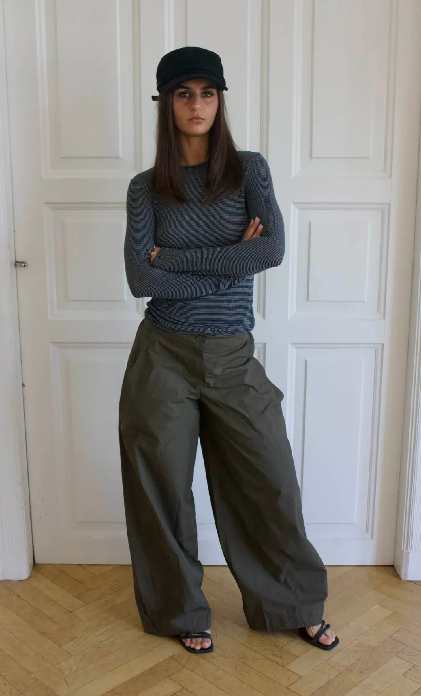 Suzy bluse med striber - Sort/grå