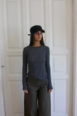 Suzy bluse med striber - Sort/grå