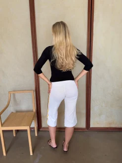 Tazzina capris med striber - Hvid/gul/sort