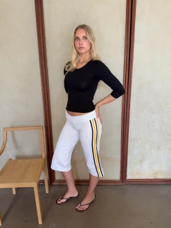 Tazzina capris med striber - Hvid/gul/sort