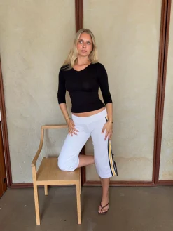 Tazzina capris med striber - Hvid/gul/sort