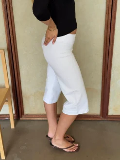 Tazzina capris med striber - Hvid/gul/sort