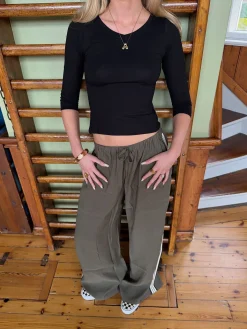 Tessy bluse med trekvartærmer - Sort