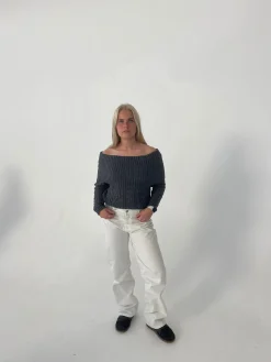 Theresa off-shoulder strik - Grå
