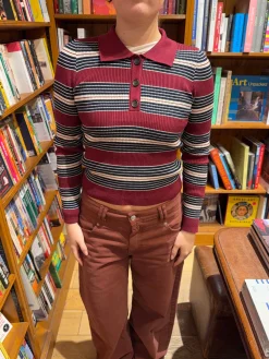 Tilina polo med striber - Rød/beige/navy