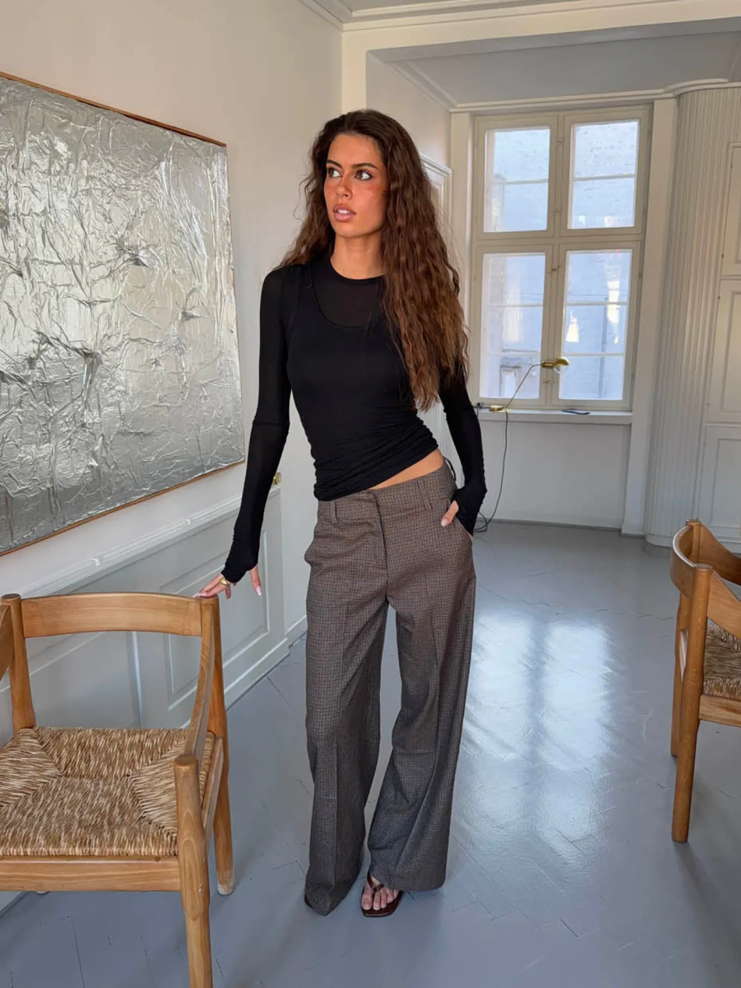 Tulle suitbukser med tern - Brun/sort
