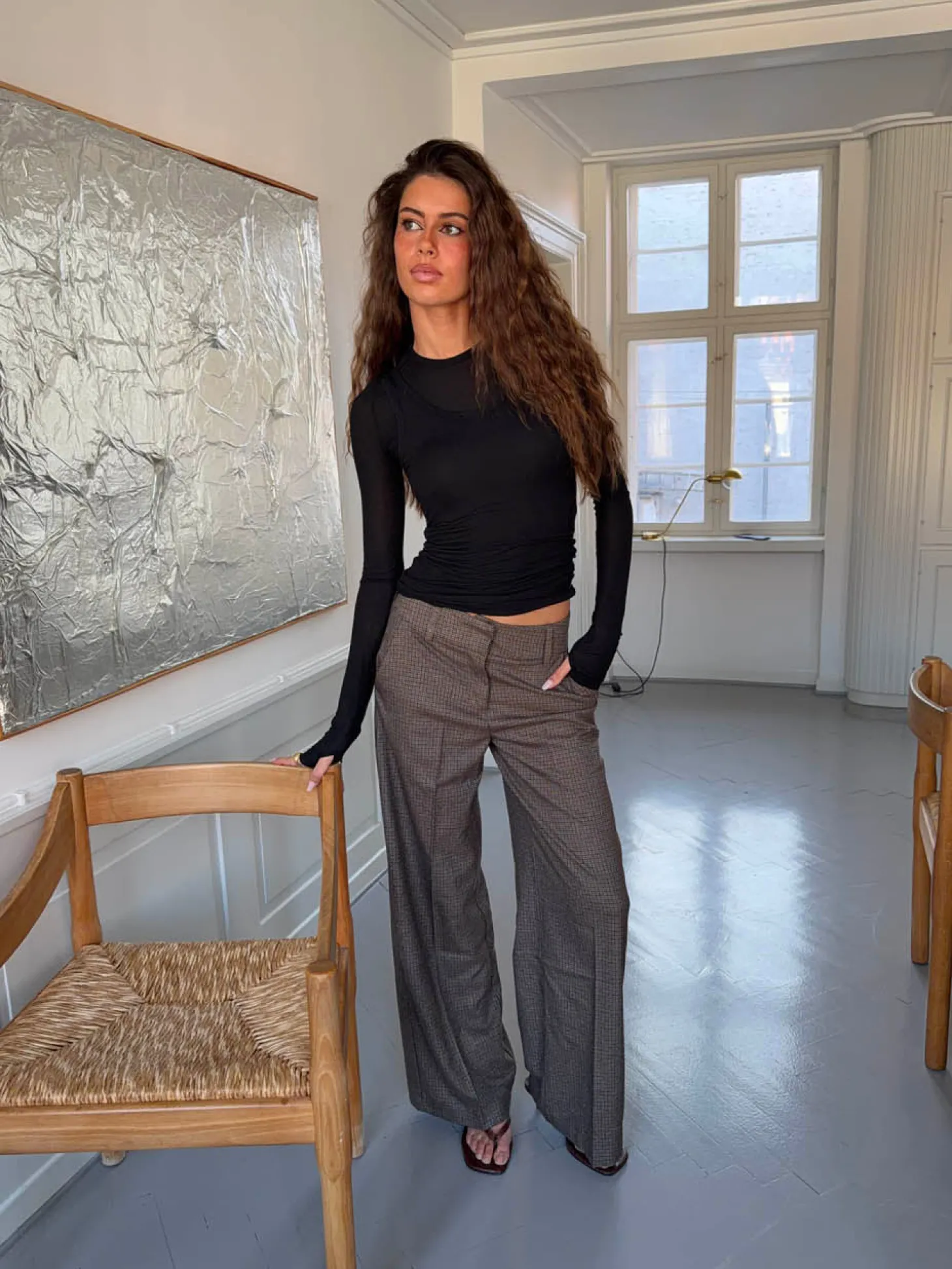 Tulle suitbukser med tern - Brun/sort
