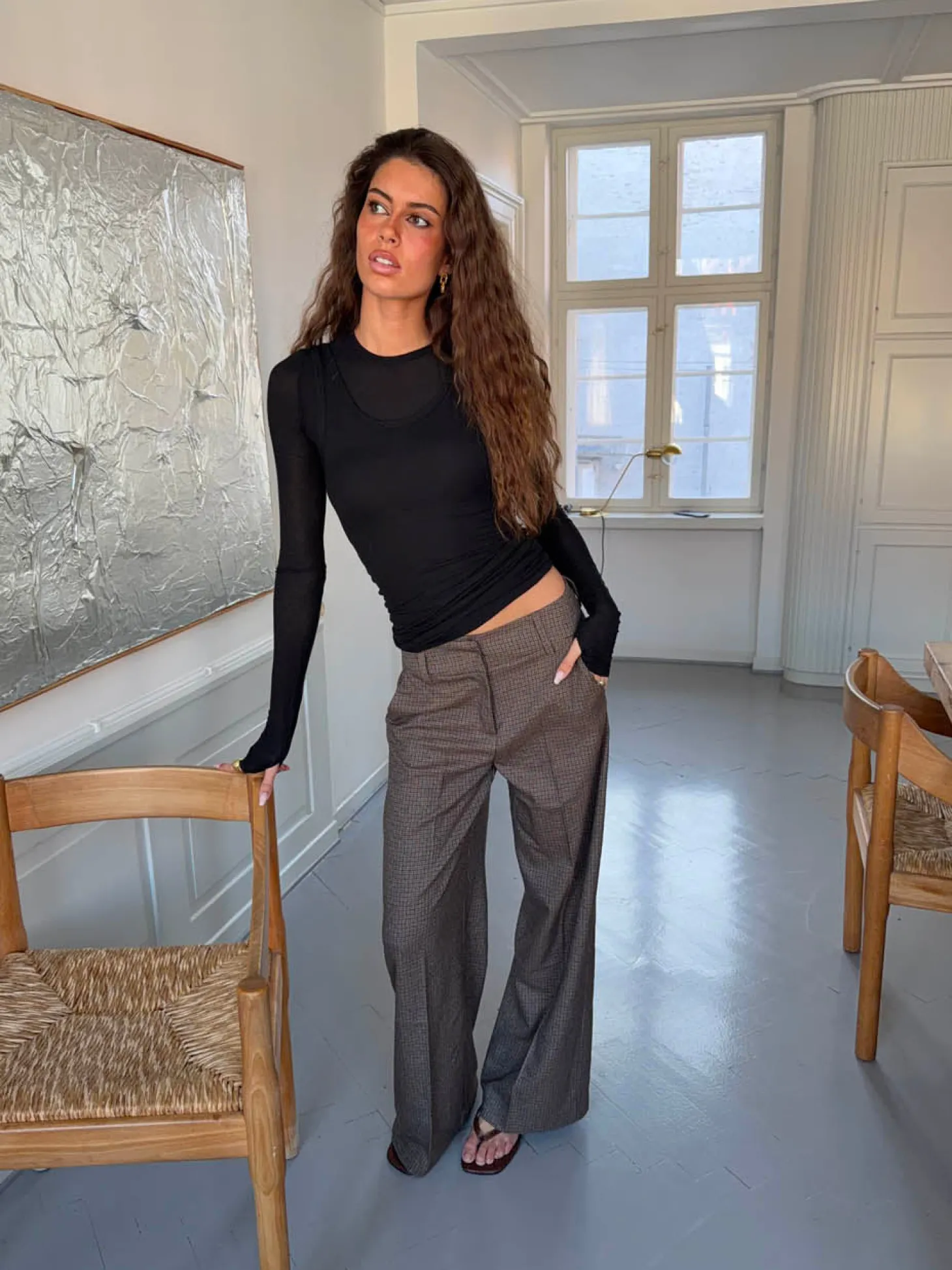 Tulle suitbukser med tern - Brun/sort