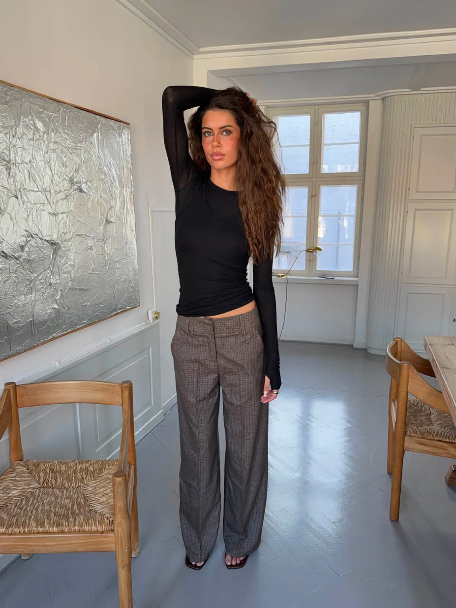 Tulle suitbukser med tern - Brun/sort