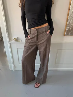 Tulle suitbukser med tern - Brun/sort