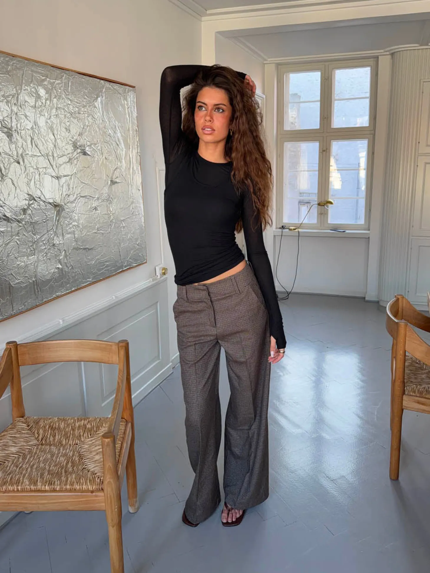 Tulle suitbukser med tern - Brun/sort