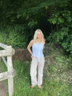 Tuva lavtaljede jeans - Beige