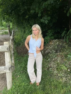 Tuva lavtaljede jeans - Beige