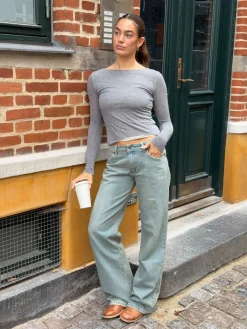 Tuva lavtaljede jeans - Lys denim