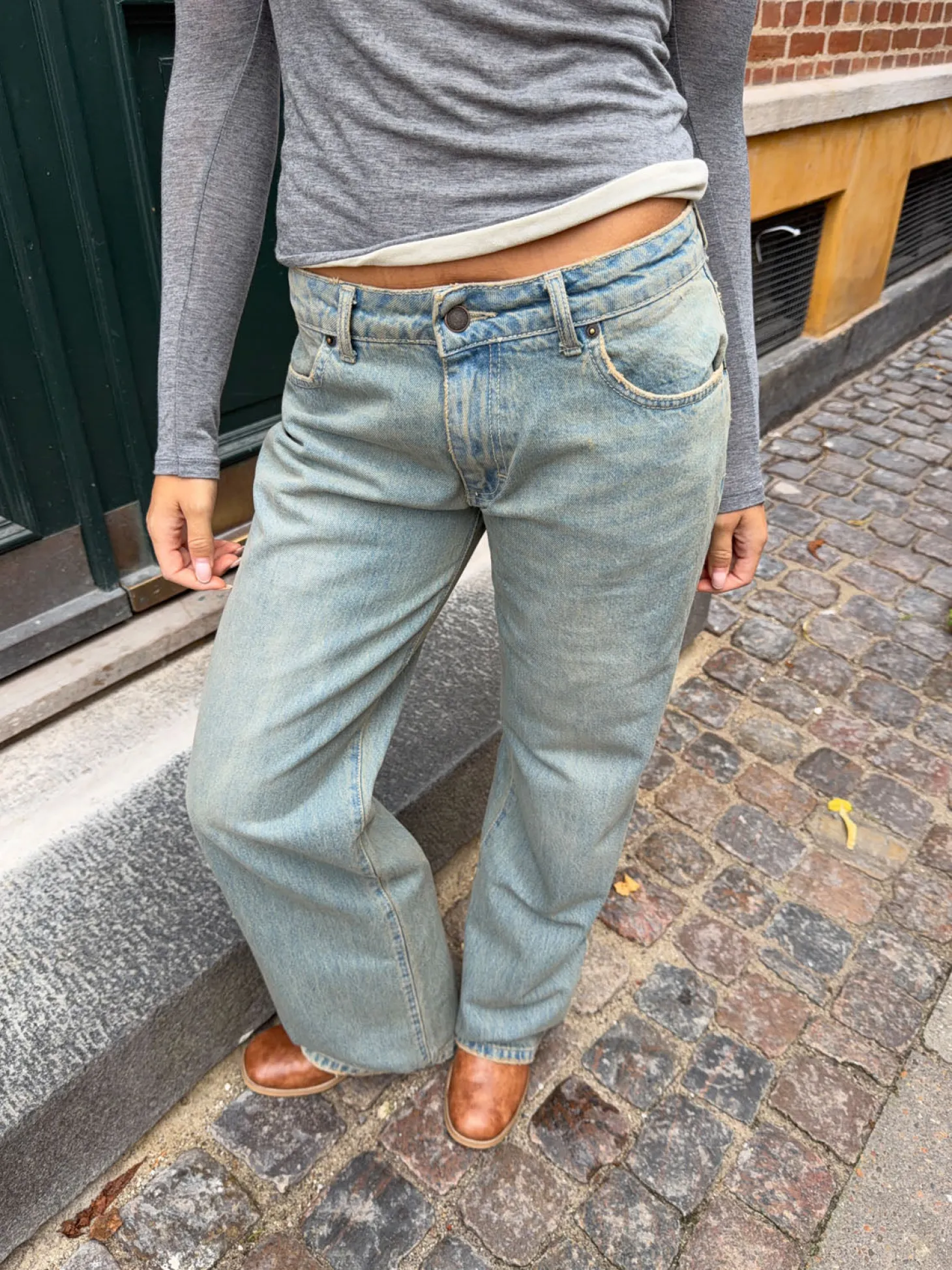 Tuva lavtaljede jeans - Lys denim