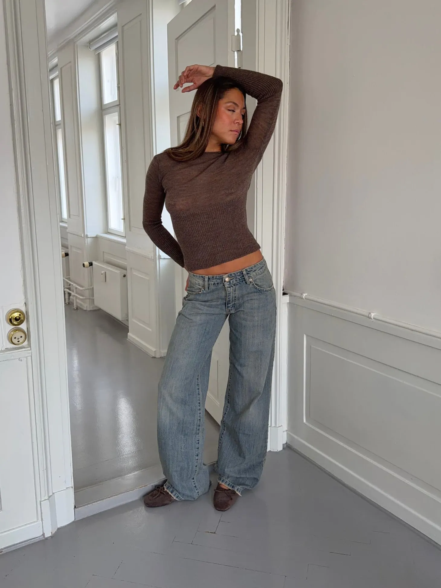 Tuva lavtaljede jeans - Lys denim