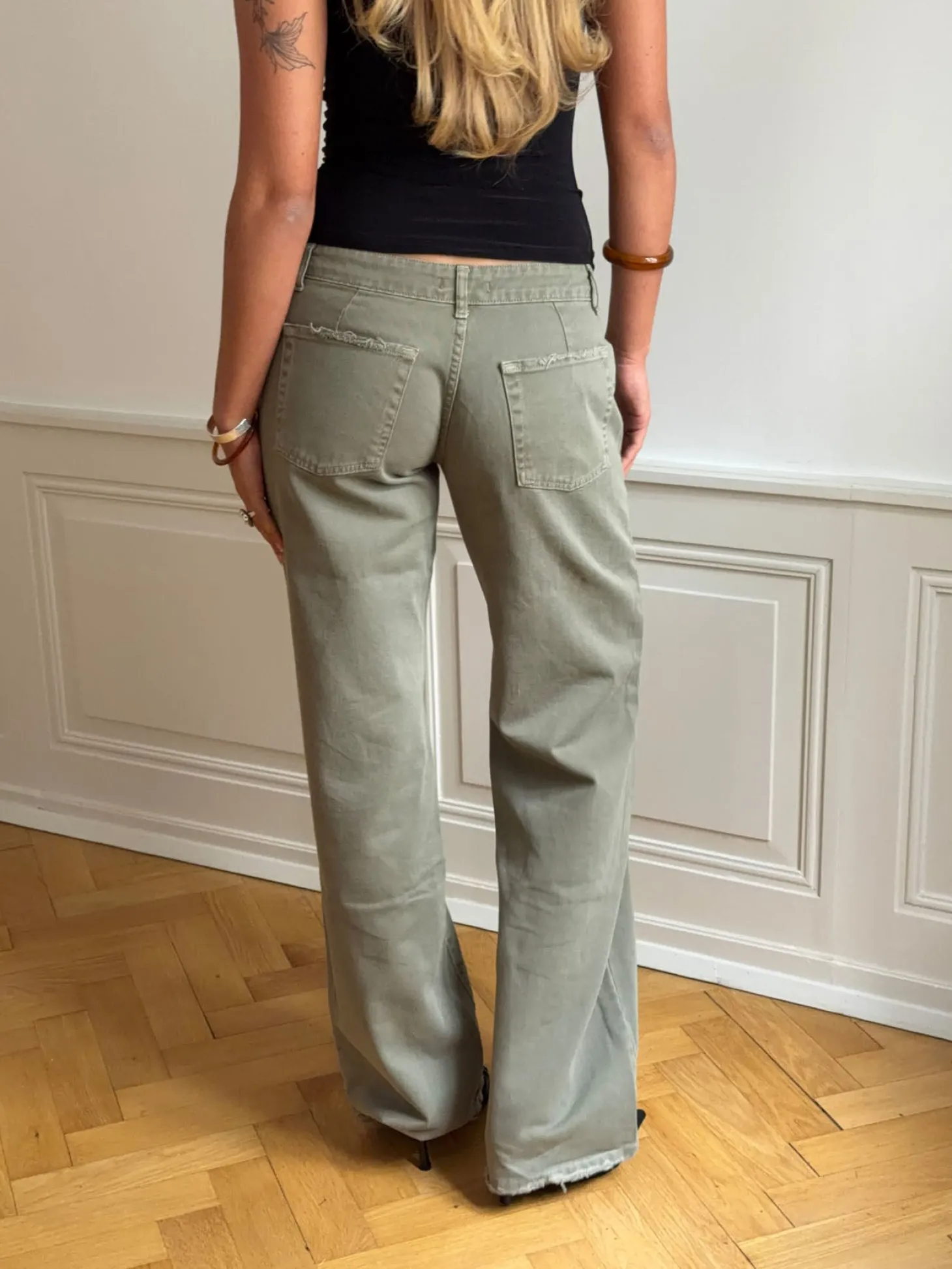 Tuva lavtaljede jeans - Sage grøn