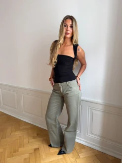 Tuva lavtaljede jeans - Sage grøn